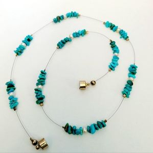 Handmade one of a kind turquoise and pearl necklace.